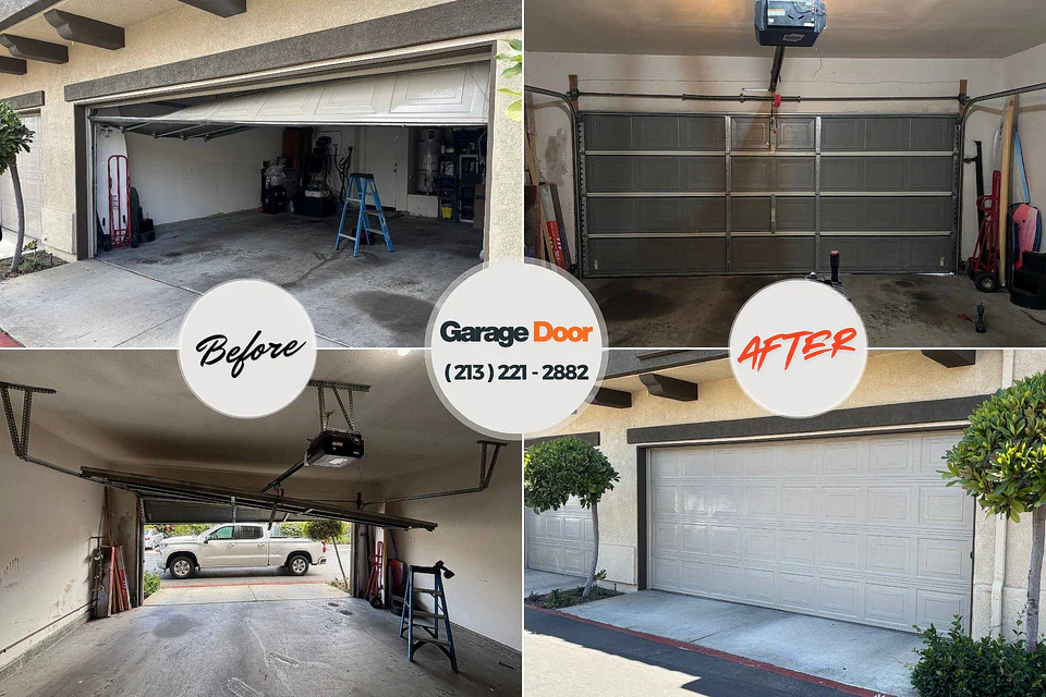 Before and after: garage door repair Sherwood, AR